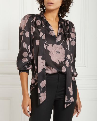Gallery Floral Tie-Neck Blouse