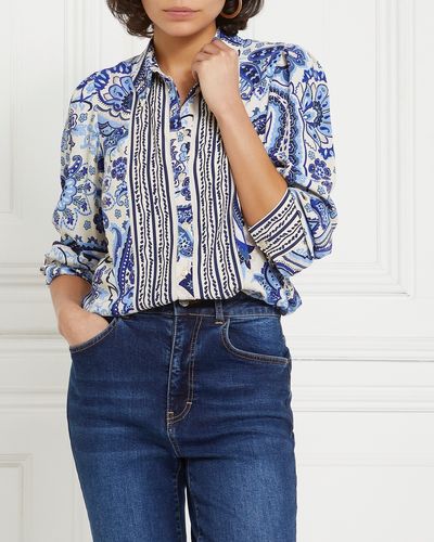 Gallery Print Button Blouse