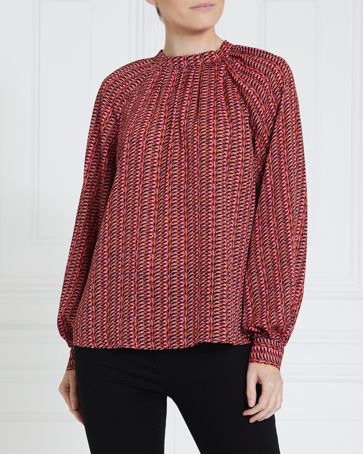 Dunnes Stores | Pink Gallery High Neck Long Sleeve Blouse