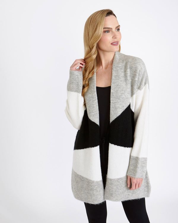 Gallery Angled Colour Block Cardigan
