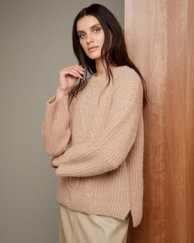 Gallery Fluffy Cable Knit Jumper