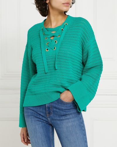Gallery Eyelet Front Open Stitch Jumper
