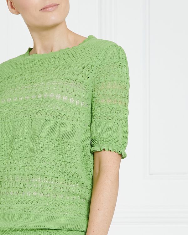 Dunnes Stores | Green Gallery Short Sleeve Pointelle Top