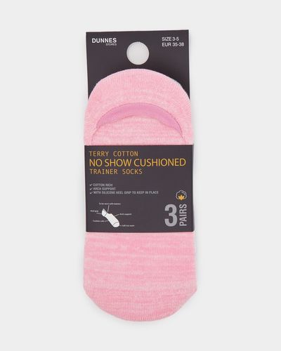 Terry Cotton No Show Cushioned Trainer Socks - Pack Of 3