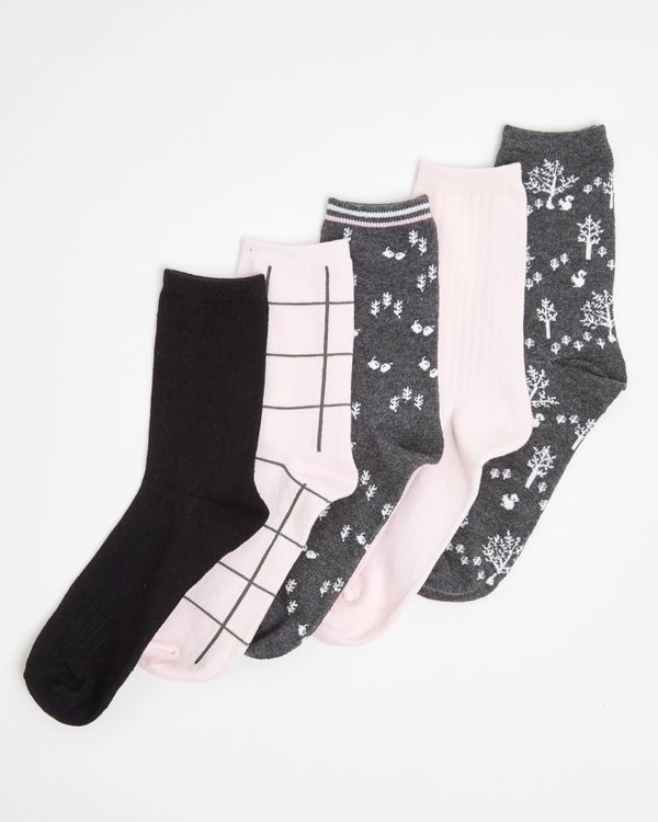 Cotton Rich Crew Socks - Pack Of 5