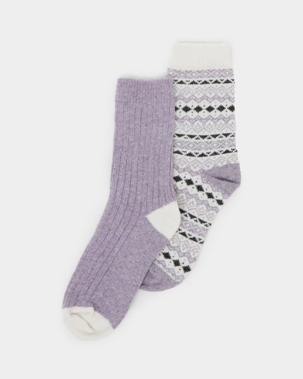 Wool Boot Socks Lavender - Pack Of 2