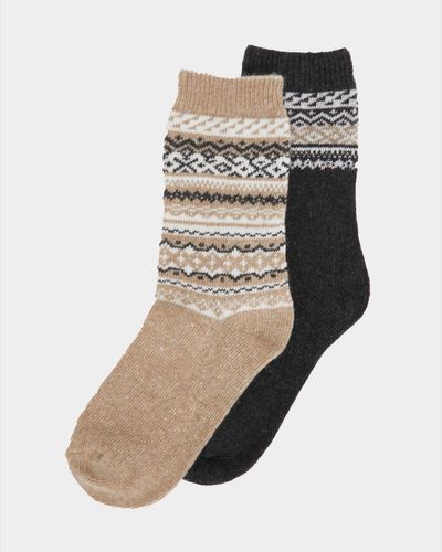 Wool Blend Oatmeal Thermal Boot Socks - Pack Of 2