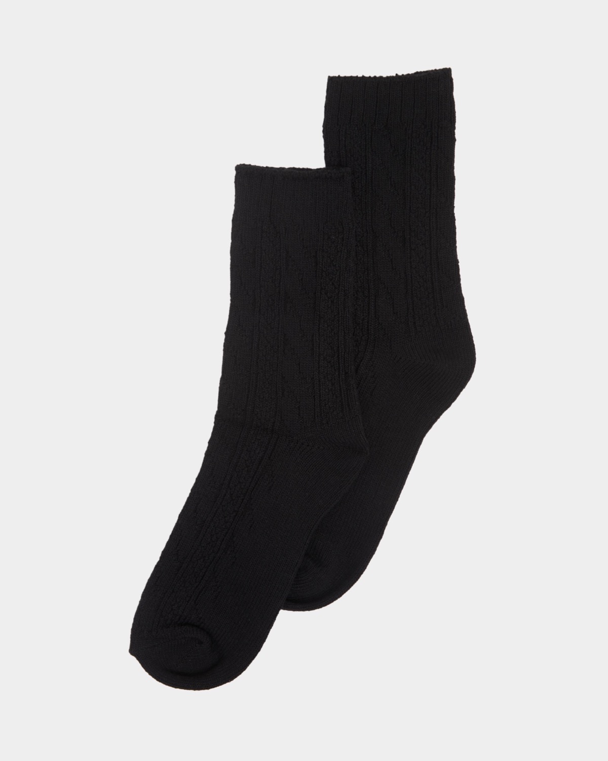 Dunnes Stores | Black Cotton Cable Boot Socks - Pack Of 2
