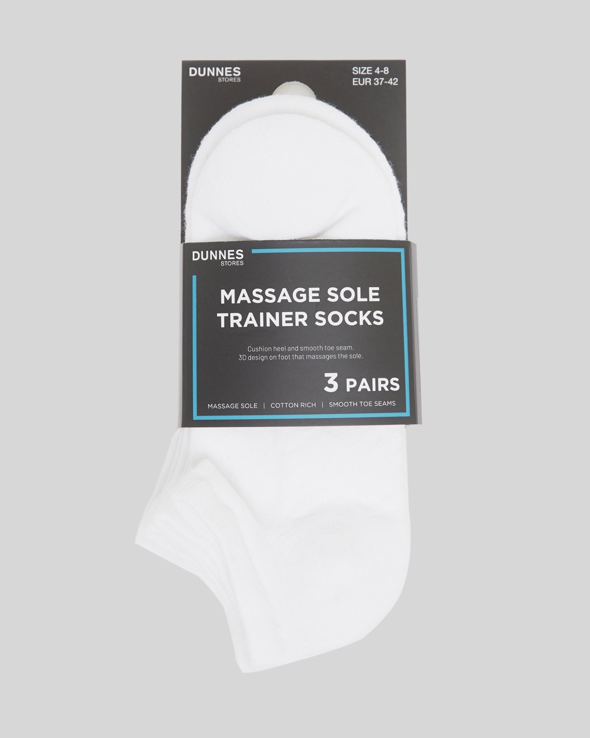 Dunnes Stores | White Massage Sole Trainer Socks - Pack Of 3