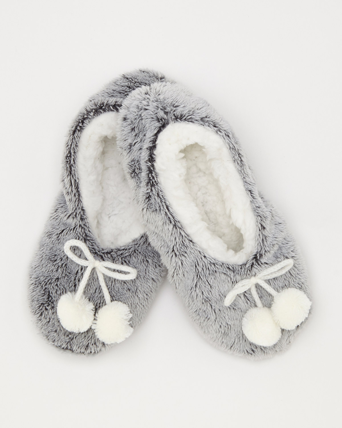 Dunnes Stores | Grey Faux Fur Ballerina Slippers