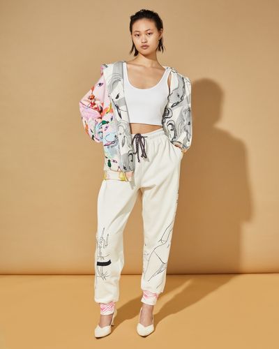 Joanne Hynes White Printed Joggers 'Down By The Water'