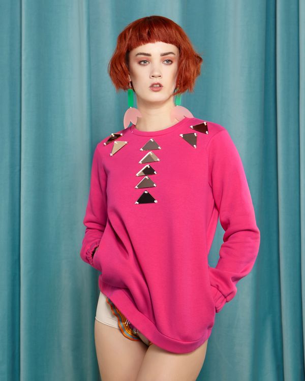 Joanne Hynes Pink Geometric Hardware Sweatshirt