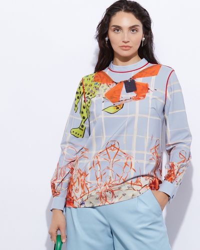 Joanne Hynes Tiger Lady Necklace Print Top
