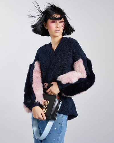 Joanne Hynes Faux Astrakhan and Faux Fur Jumper