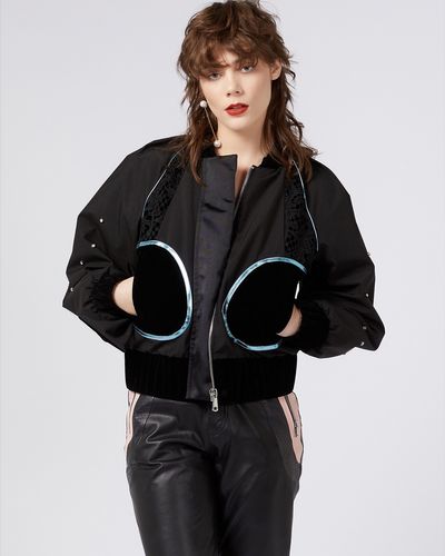Joanne Hynes Nylon And Lace Bomber With Stud Embellishment