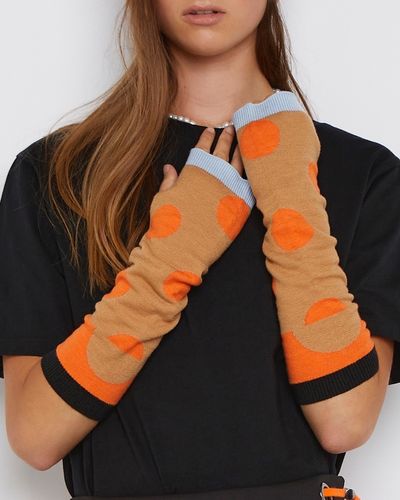 Joanne Hynes Tangerine and Toffee Jumbo Dot Longline Fingerless Glove