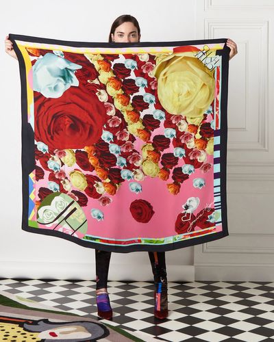 Joanne Hynes All Over Roses Pure Silk Scarf thumbnail