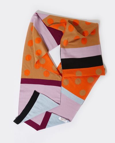 Joanne Hynes Tangerine and Toffee and Mix Stripe Double-Sided Scarf