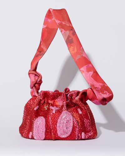 Joanne Hynes Red Rose Print And Embellished Bag