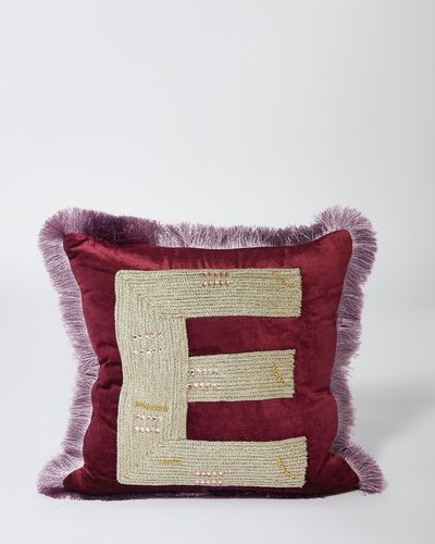 Joanne Hynes Limited Edition E is for... Embellished/Print Cushion With Velvet Sack