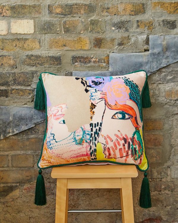 Joanne Hynes Boudoir Muse Lady Print Velvet Cushion