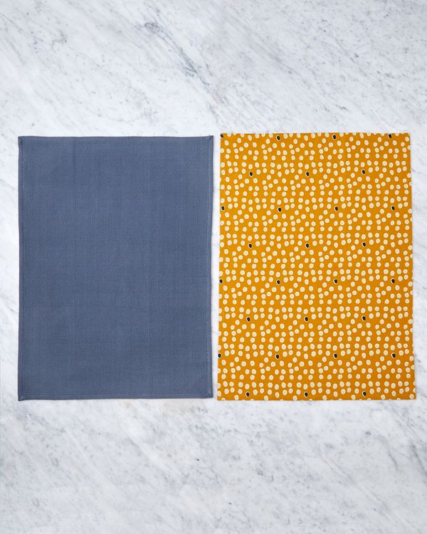 Helen James Considered Yellow Dot Tea Towels - Pack Of 2