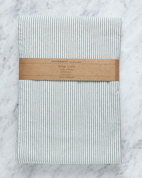 Dunnes Stores | Teal Helen James Considered Stripe Tablecloth