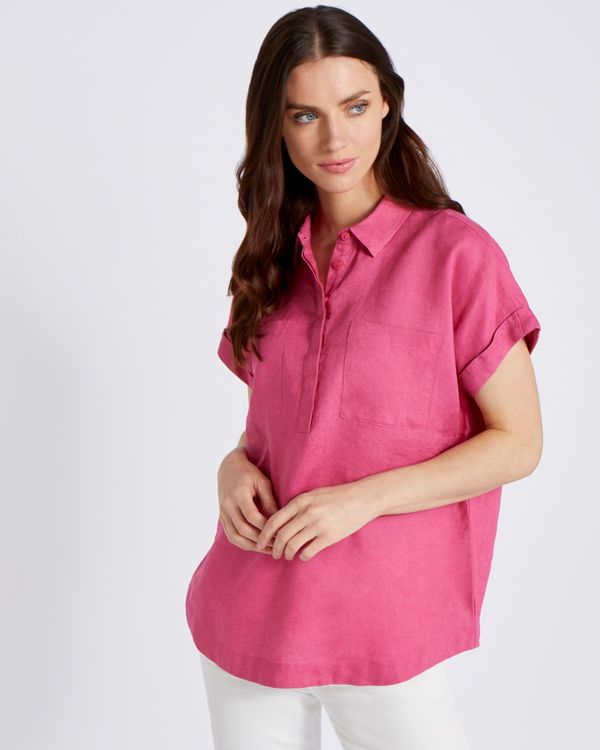 Paul Costelloe Living Studio Pink Pocket 100% Linen Shirt