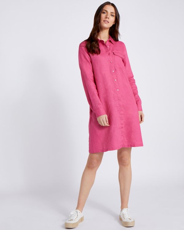 Paul Costelloe Living Studio Pink Collar 100% Linen Dress
