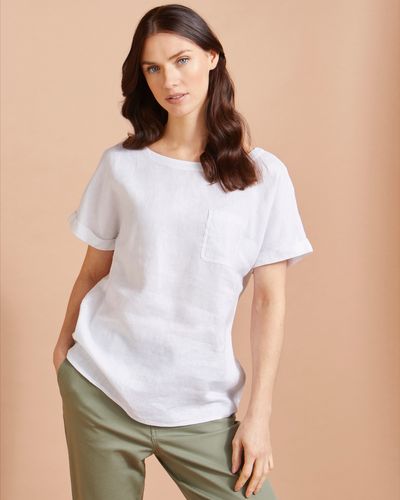 Paul Costelloe Studio Linen Pocket T-Shirt in White