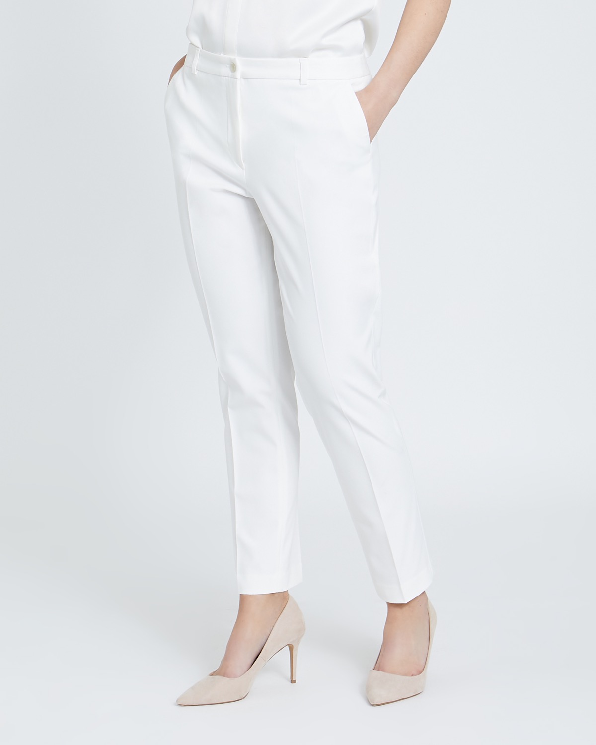 cream tapered trousers