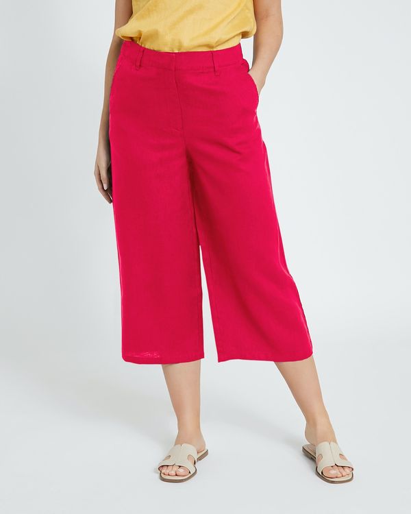 Paul Costelloe Living Studio Linen Pink Crop Trousers
