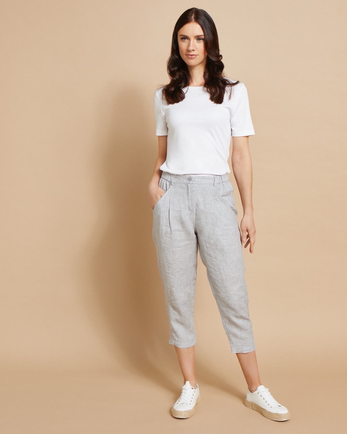 white linen wide leg cropped pant  maurices