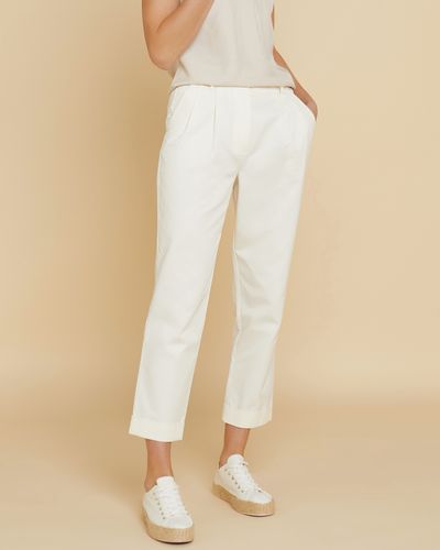 Paul Costelloe Living Studio Ivory Relaxed Fit Lyocell Linen Trousers thumbnail