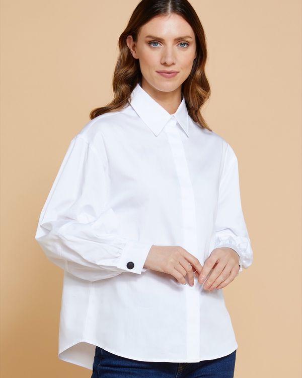 Dunnes Stores | White Paul Costelloe Living Studio Puff Sleeve Shirt