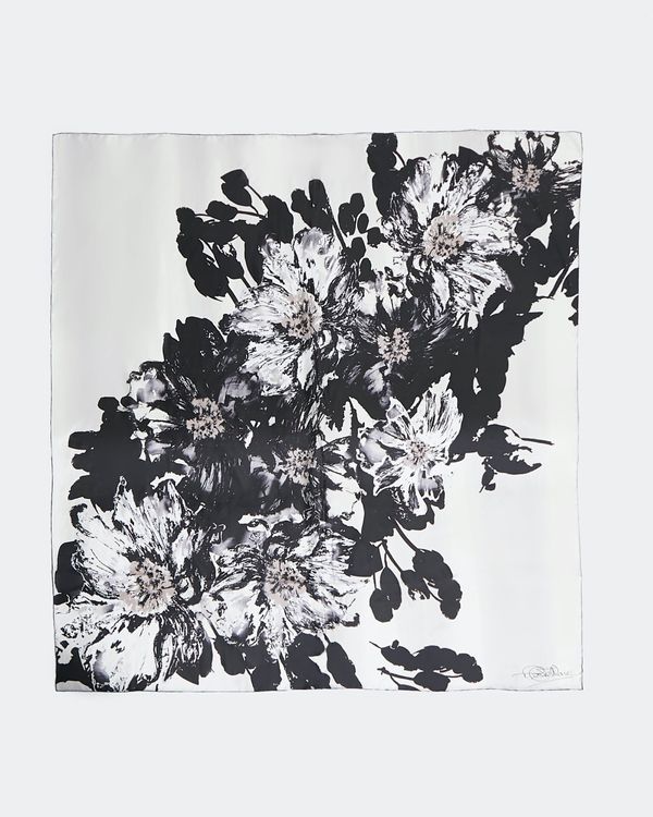 Paul Costelloe Living Studio Mono Floral Silk Scarf