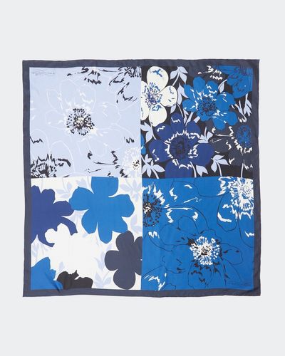 Paul Costelloe Studio Printed Silk Scarf in Floral Blue