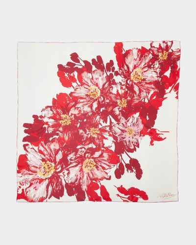 Paul Costelloe Studio Printed Silk Scarf in Floral Red thumbnail