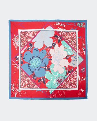 Paul Costelloe Studio Printed Silk Scarf in Red Diamond