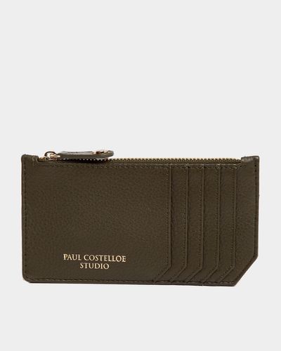 Paul Costelloe Living Studio Green Leather Zip Card Holder thumbnail