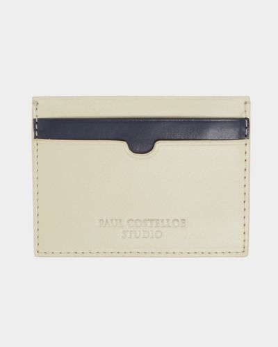 Paul Costelloe Studio Leather Card Holder in Cream