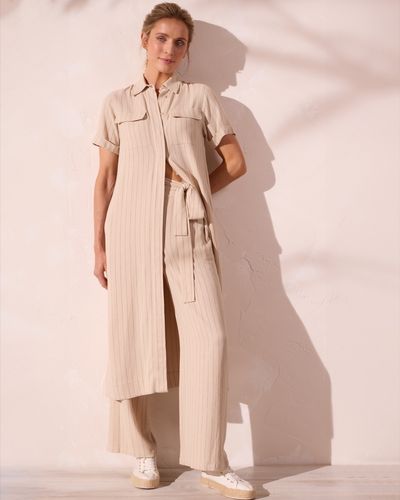 Paul Costelloe Living Studio Striped Linen-Blend Dress