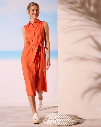 Paul Costelloe Living Studio Sleeveless Linen-Blend Shirt Dress