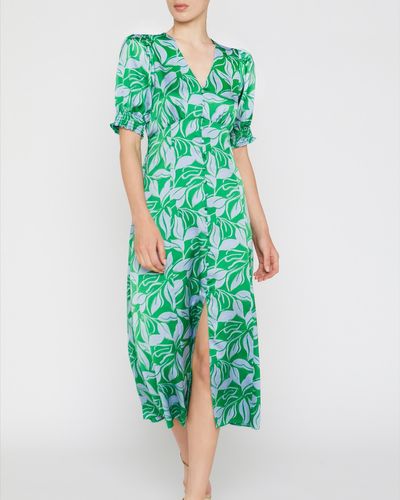 Dunnes Stores | Green Green Leaf Puff Sleeve Midi Dress