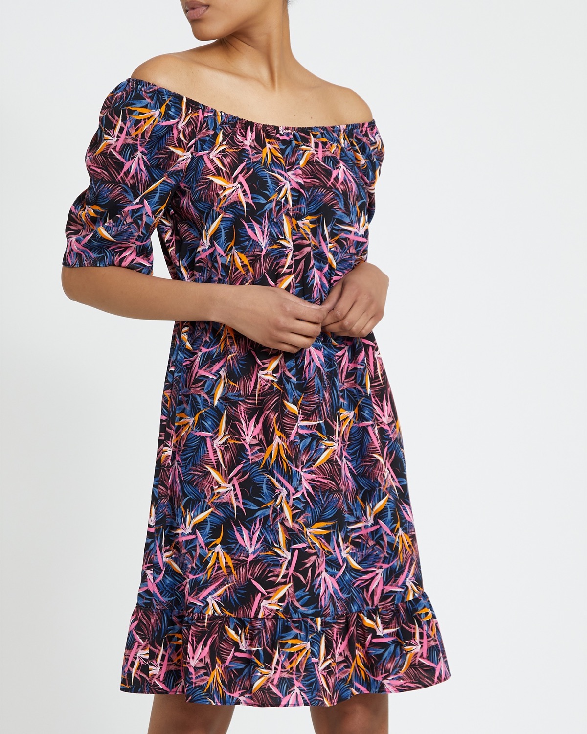 Dunnes Stores | Pink Printed Puff Sleeve Sundress