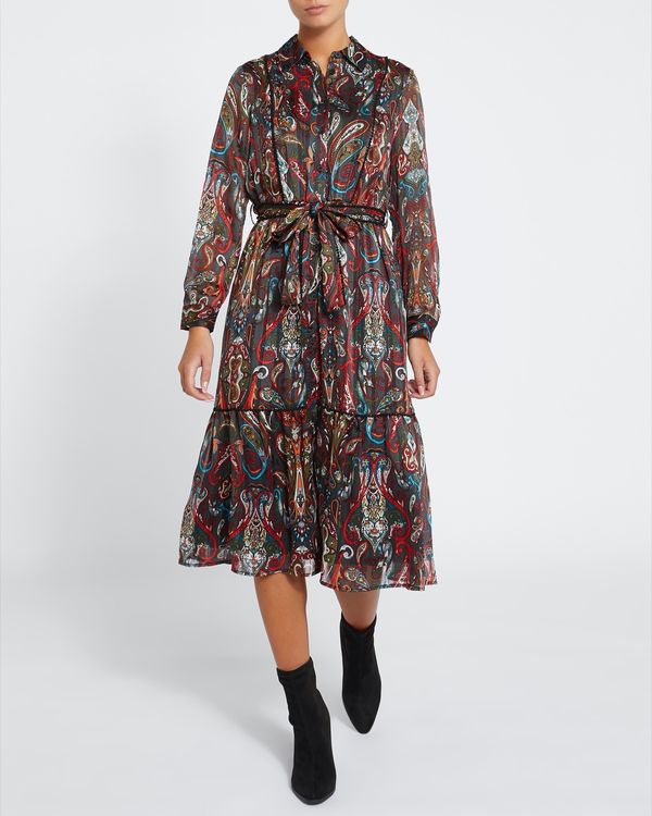 Dunnes Stores | Print Lurex Shirt Midaxi Dress