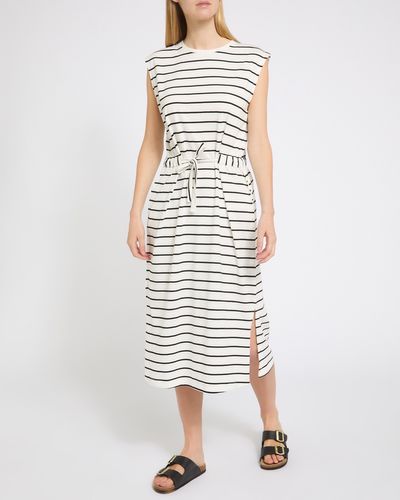 Tie Front Stripe Cotton Dress