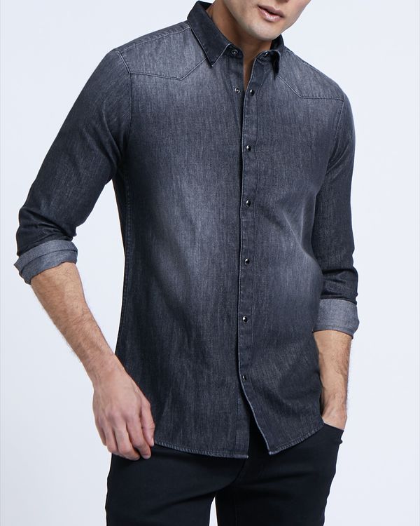 Dunnes Stores | Black Slim Fit Long-Sleeved Denim Shirt