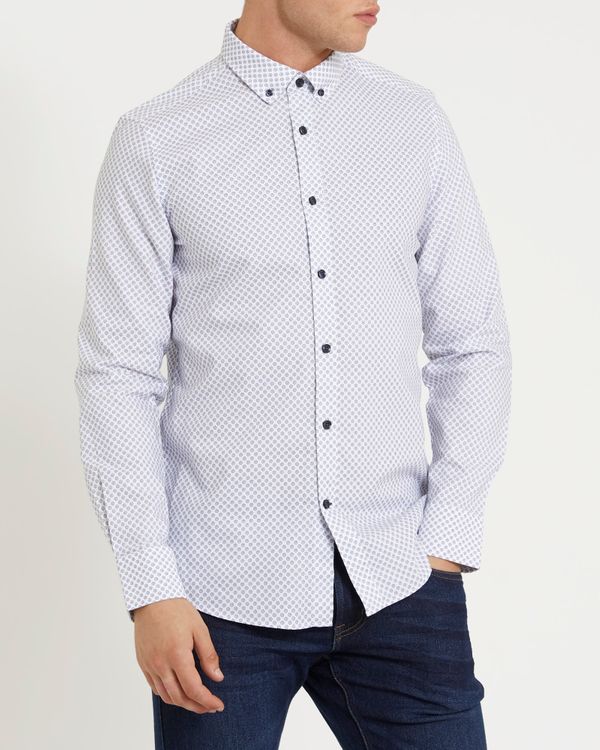 Slim Fit Long-Sleeved Oxford Printed Shirt