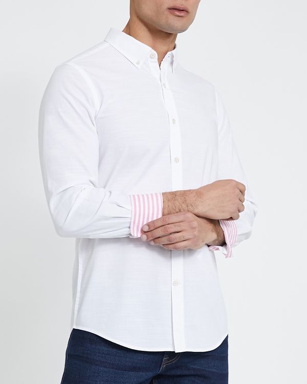 Long-Sleeved Slim Fit Cotton Slub Shirt